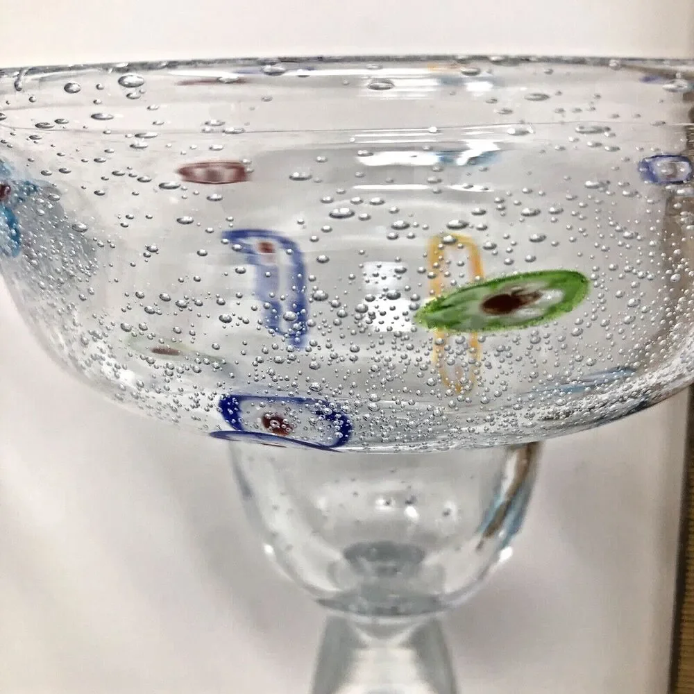 Margarita Hand Blown Glasses Vintage Millefiori Bullicante Barware Set of 2